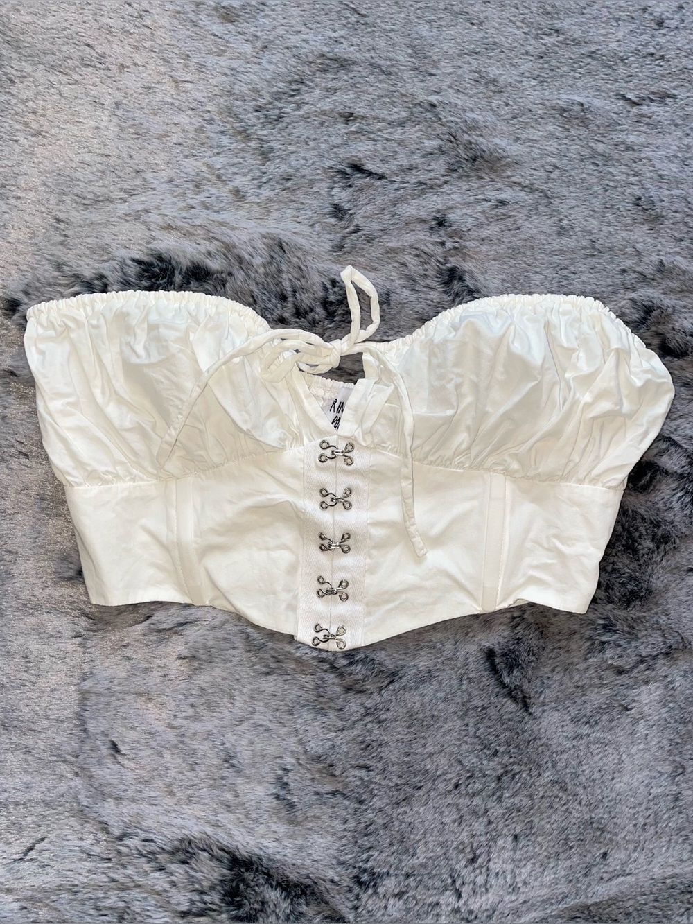 Princess Polly white corset top cropped boned tie strapless women’s size 4 crop